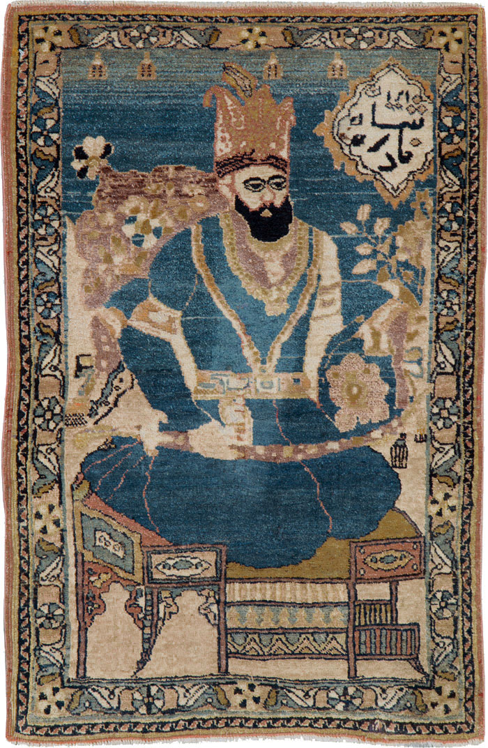 Antique Persian Tabriz Pictorial Rug, No.26782 - Gss