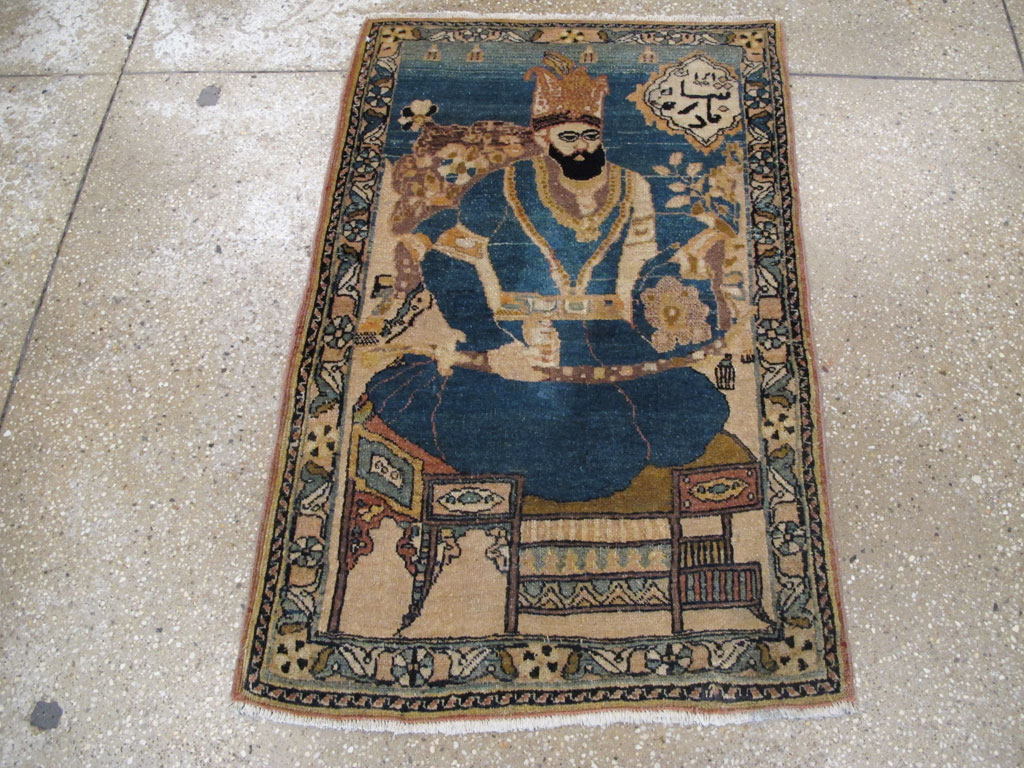 Antique Persian Tabriz Pictorial Rug, No.26782 - Gss