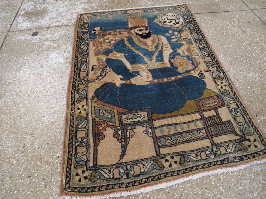 Antique Persian Tabriz Pictorial Rug, No.26782 - Gss