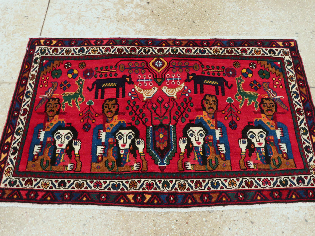 Vintage Persian Hamadan Pictorial Rug (Pair: 1 of 2), No.26790 - Gss