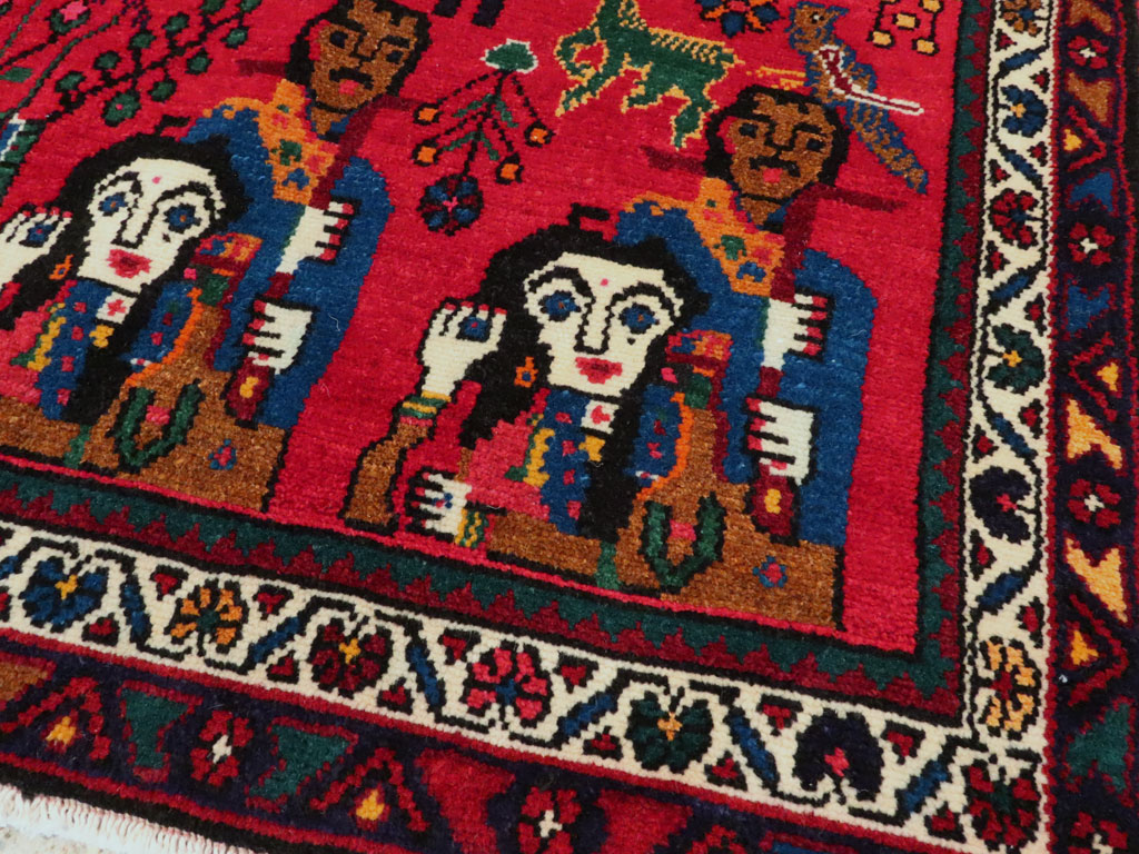 Vintage Persian Hamadan Pictorial Rug (Pair: 1 of 2), No.26790 - Gss