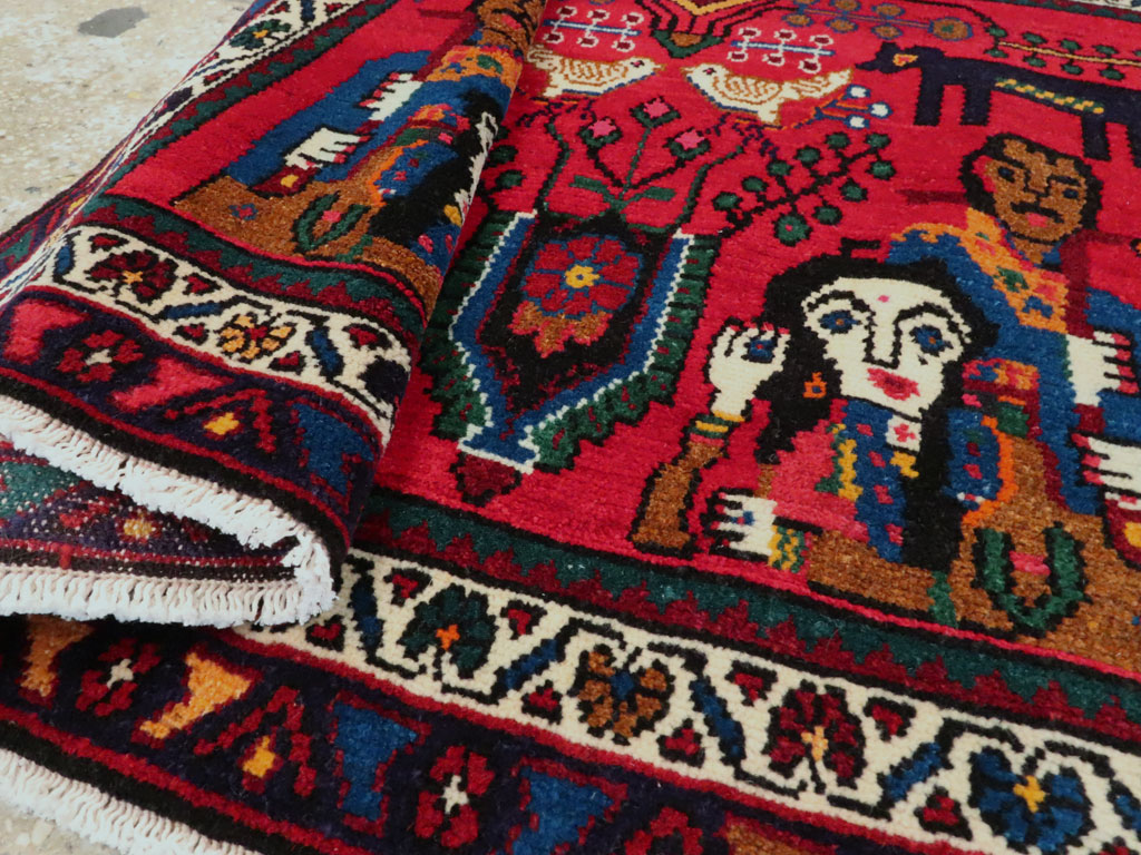 Vintage Persian Hamadan Pictorial Rug (Pair: 1 of 2), No.26790 - Gss