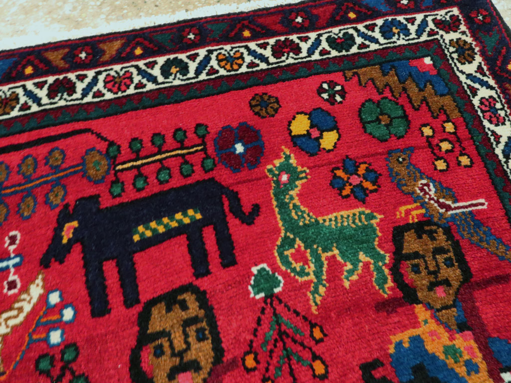 Vintage Persian Hamadan Pictorial Rug (Pair: 2 of 2), No.26791 - Gss