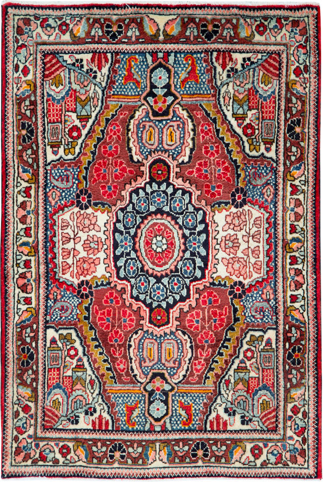 Vintage Persian Sarouk Throw Rug (Pair: 1 of 2), No.26792 - Gss