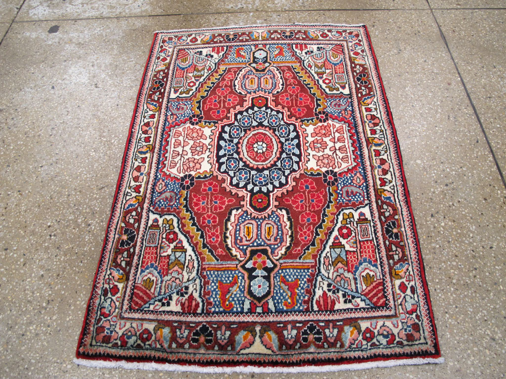 Vintage Persian Sarouk Throw Rug (Pair: 1 of 2), No.26792 - Gss