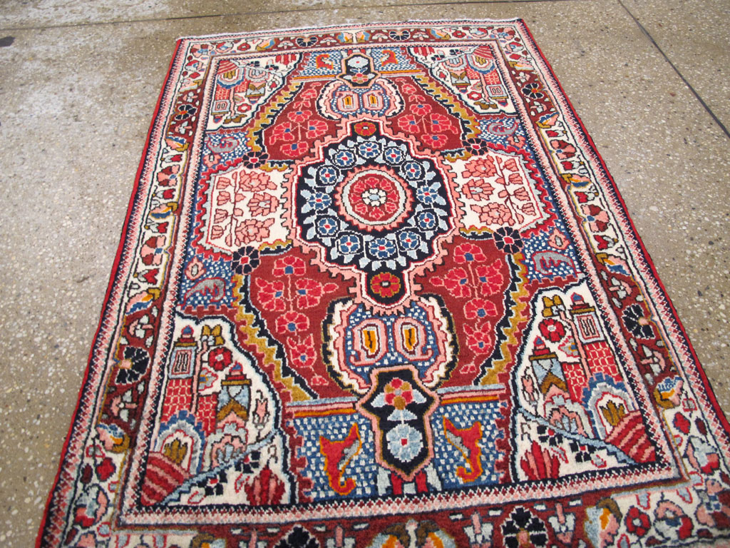 Vintage Persian Sarouk Throw Rug (Pair: 1 of 2), No.26792 - Gss