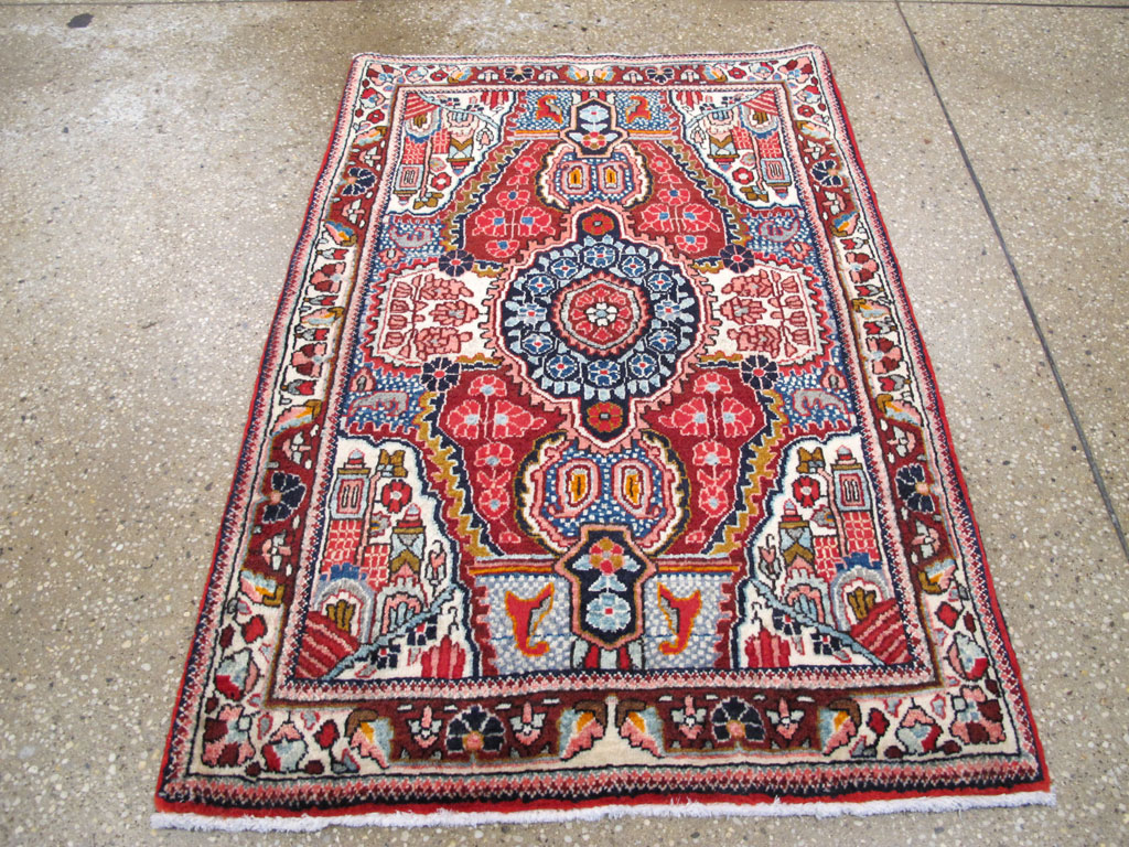 Vintage Persian Sarouk Throw Rug (Pair: 2 of 2), No.26793 - Gss