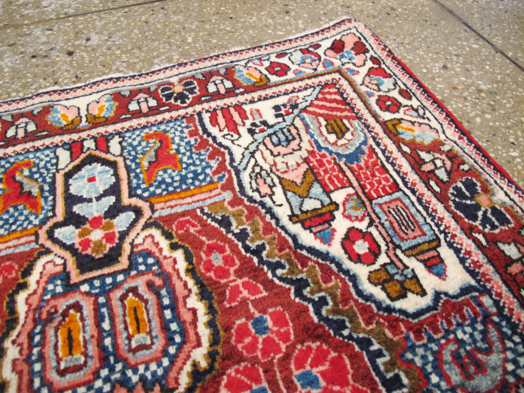Vintage Persian Sarouk Throw Rug (Pair: 2 of 2), No.26793 - Gss
