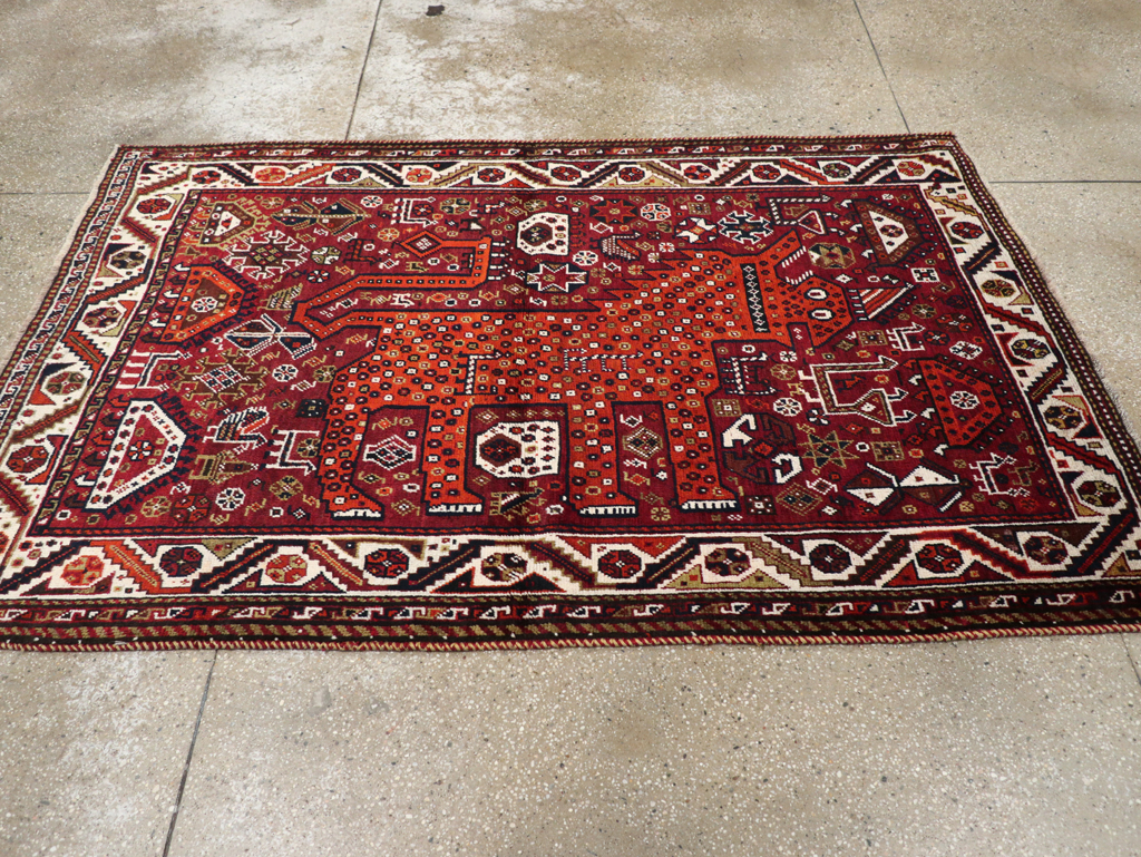 Vintage Pictorial Qashqai Rug, No.26794 - Gss