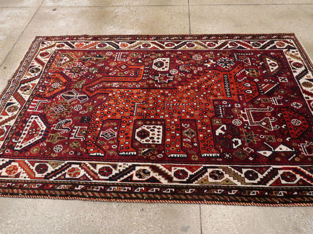 Vintage Pictorial Qashqai Rug, No.26794 - Gss