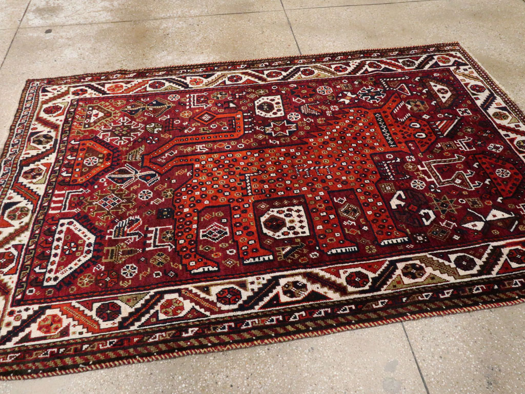 Vintage Pictorial Qashqai Rug, No.26794 - Gss
