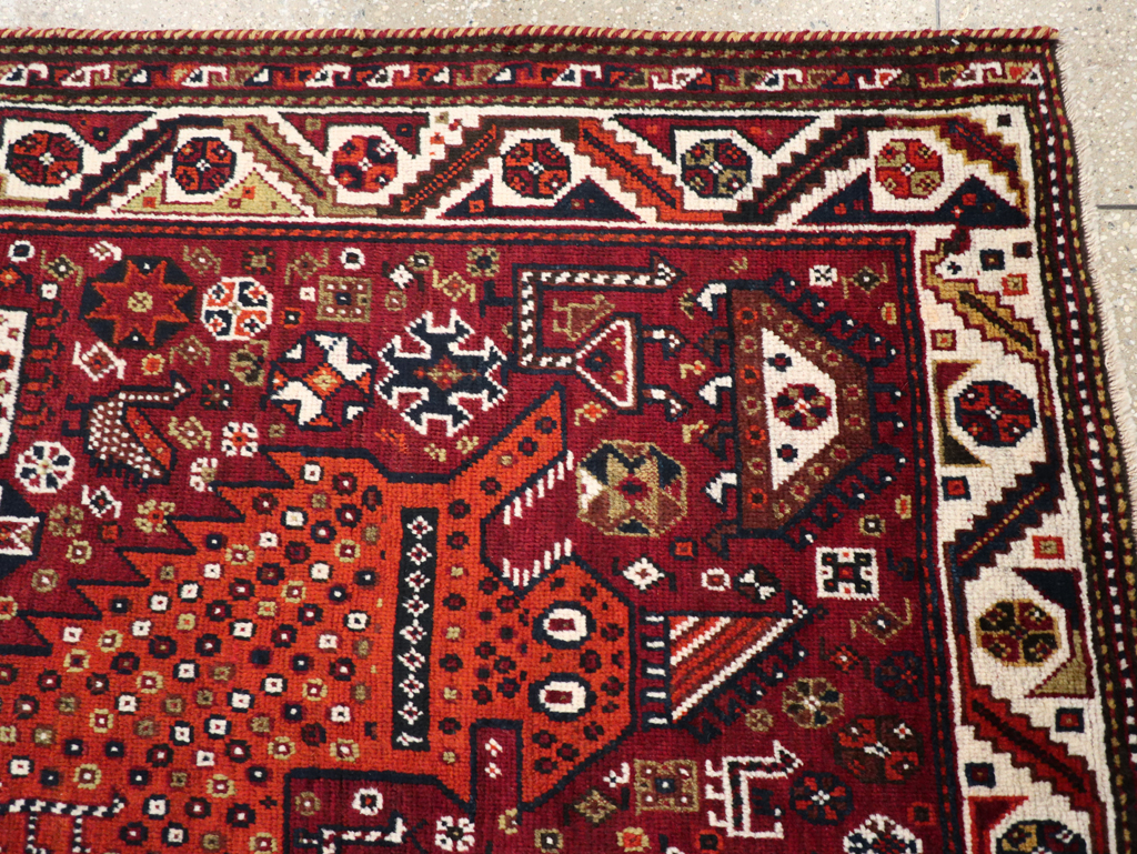 Vintage Pictorial Qashqai Rug, No.26794 - Gss