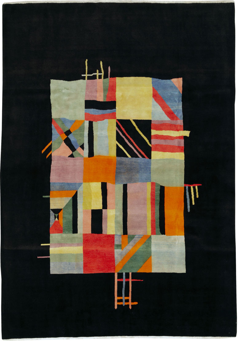 Vintage Persian Tabriz Art Deco Rug Inspired By Edward McKnight Kauffer, No.26798 - Gss