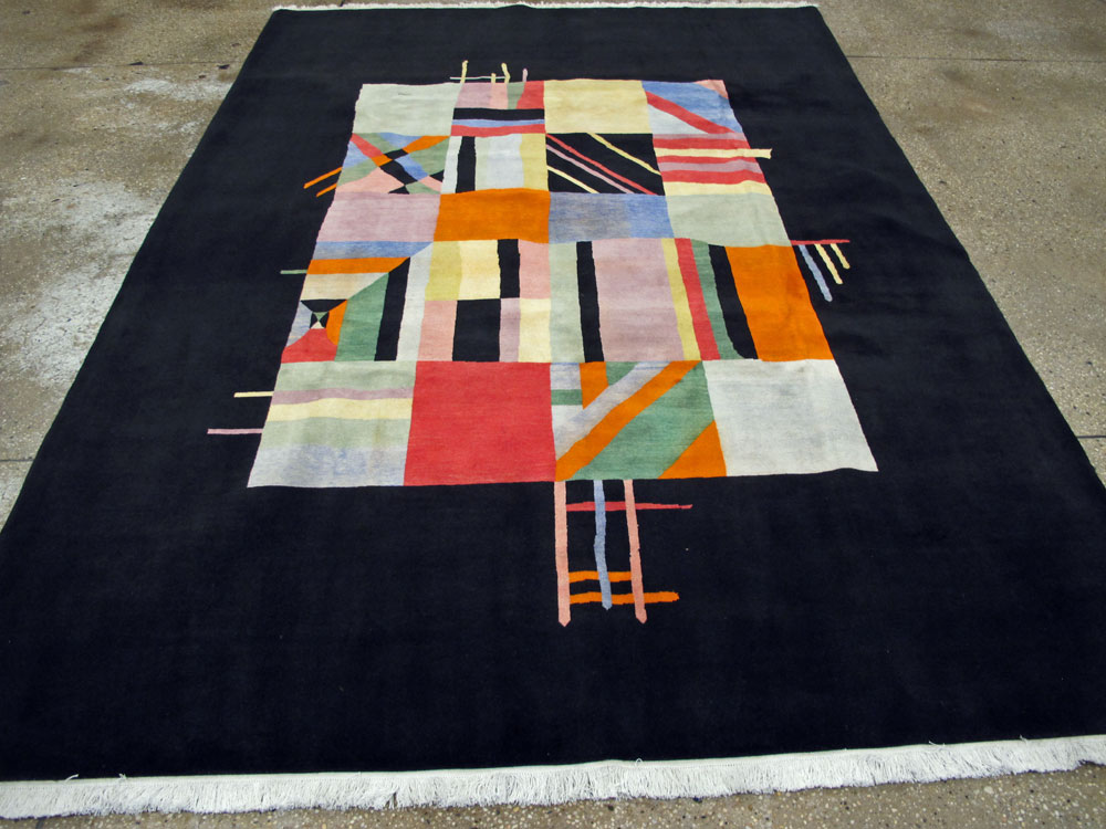 Vintage Persian Tabriz Art Deco Rug Inspired By Edward McKnight Kauffer, No.26798 - Gss