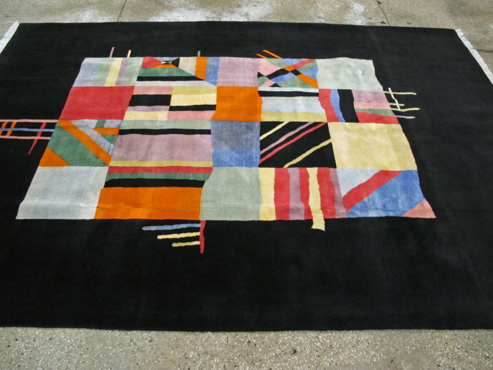 Vintage Persian Tabriz Art Deco Rug Inspired By Edward McKnight Kauffer, No.26798 - Gss