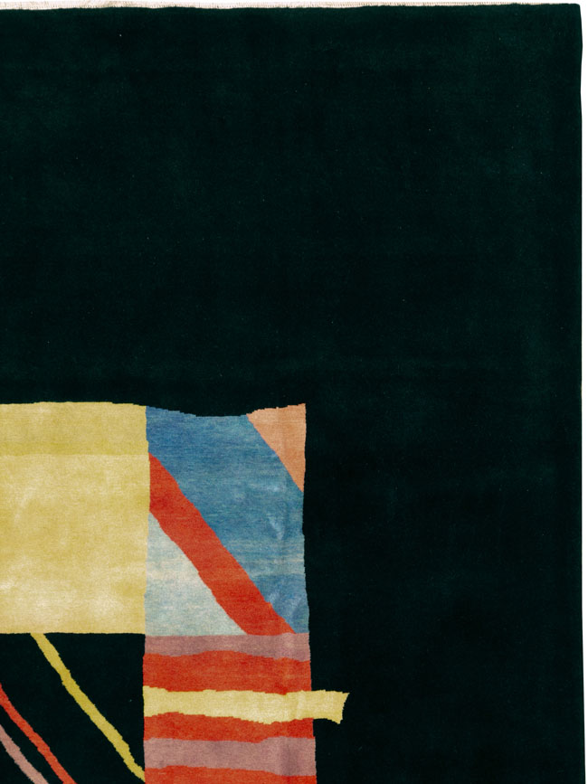 Vintage Persian Tabriz Art Deco Rug Inspired By Edward McKnight Kauffer, No.26798 - Gss