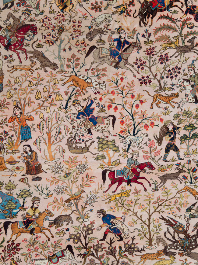 Vintage Persian Tabriz Pictorial Carpet, No.26816 - Gss