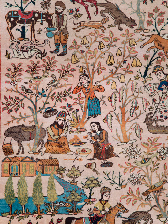 Vintage Persian Tabriz Pictorial Carpet, No.26816 - Gss