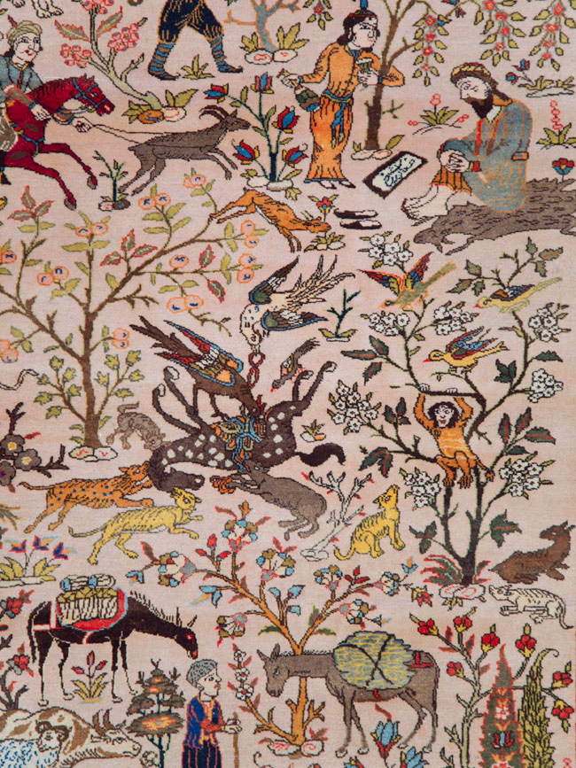 Vintage Persian Tabriz Pictorial Carpet, No.26816 - Gss