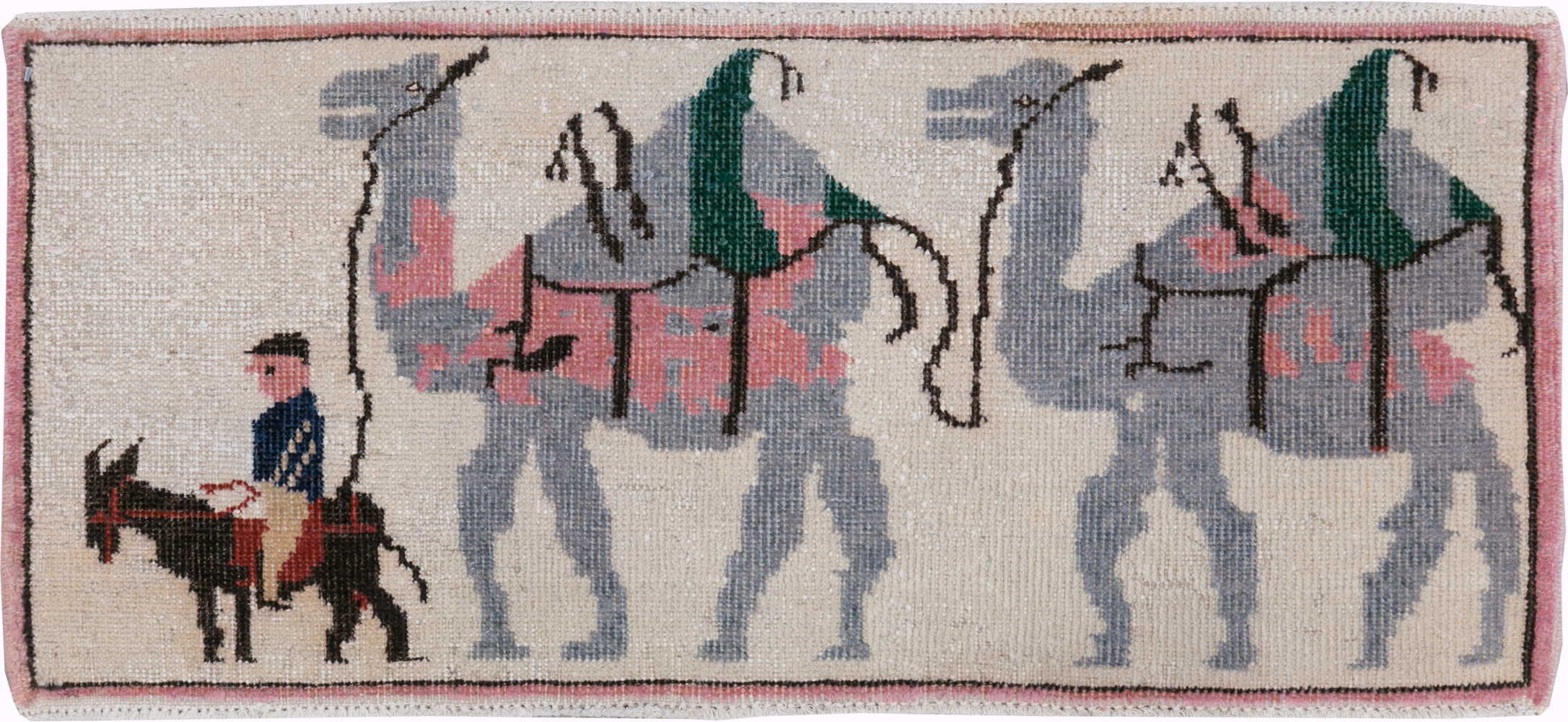 Vintage Turkish Pictorial Throw Rug, No.26817 - Gss