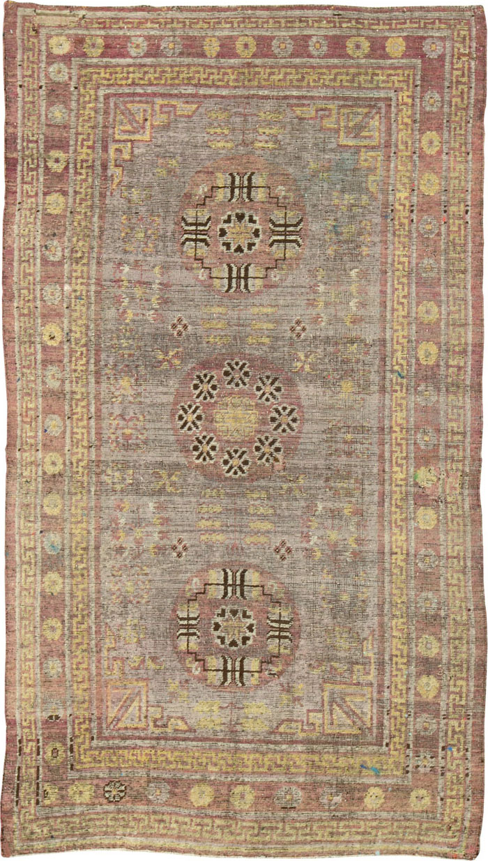 Antique East Turkestan Khotan Accent Rug, No.26818 - Gss