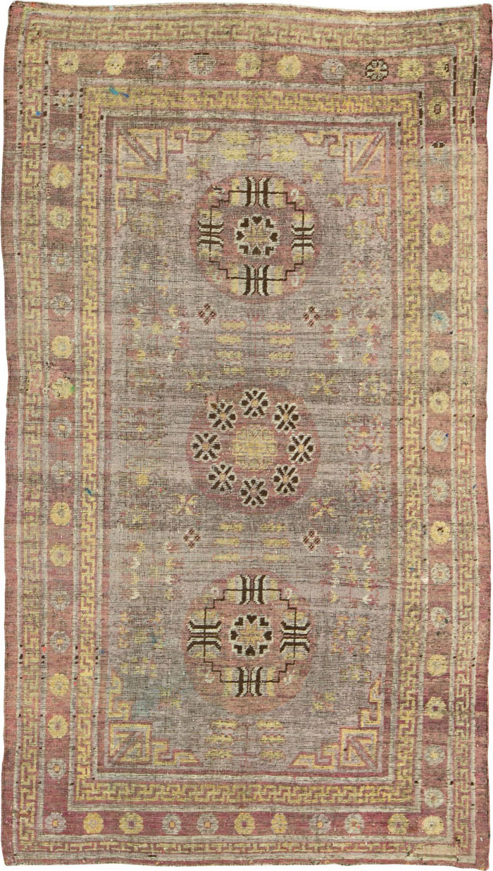 Antique East Turkestan Khotan Accent Rug, No.26818 - Gss
