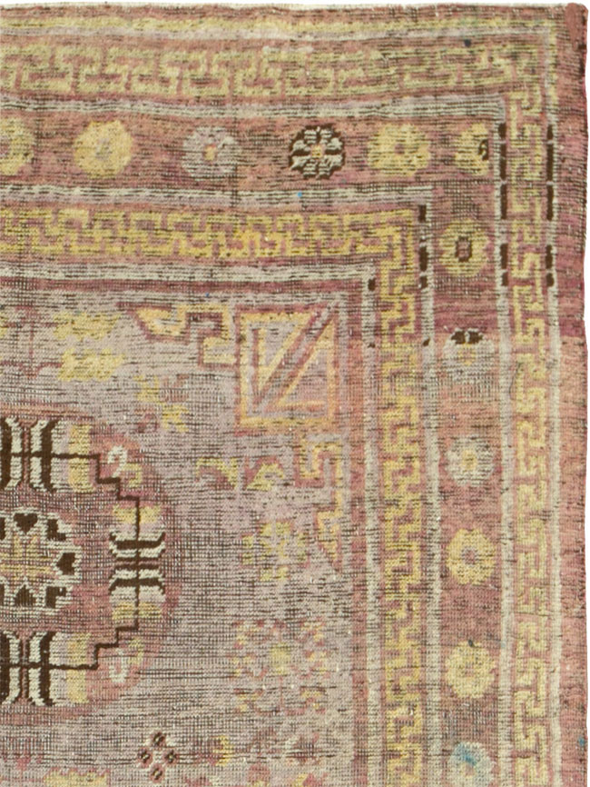 Antique East Turkestan Khotan Accent Rug, No.26818 - Gss