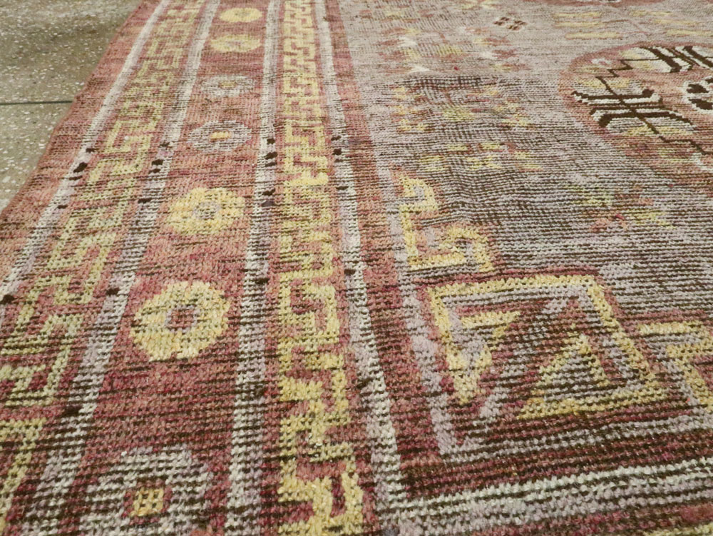 Antique East Turkestan Khotan Accent Rug, No.26818 - Gss