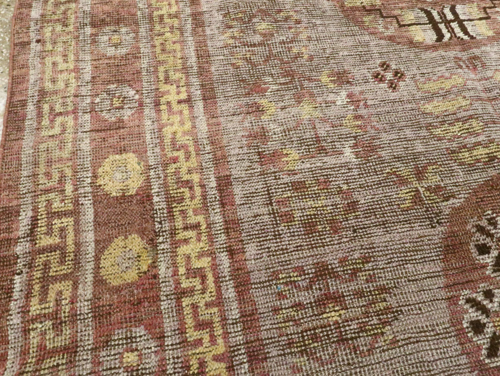 Antique East Turkestan Khotan Accent Rug, No.26818 - Gss