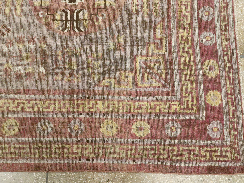 Antique East Turkestan Khotan Accent Rug, No.26818 - Gss