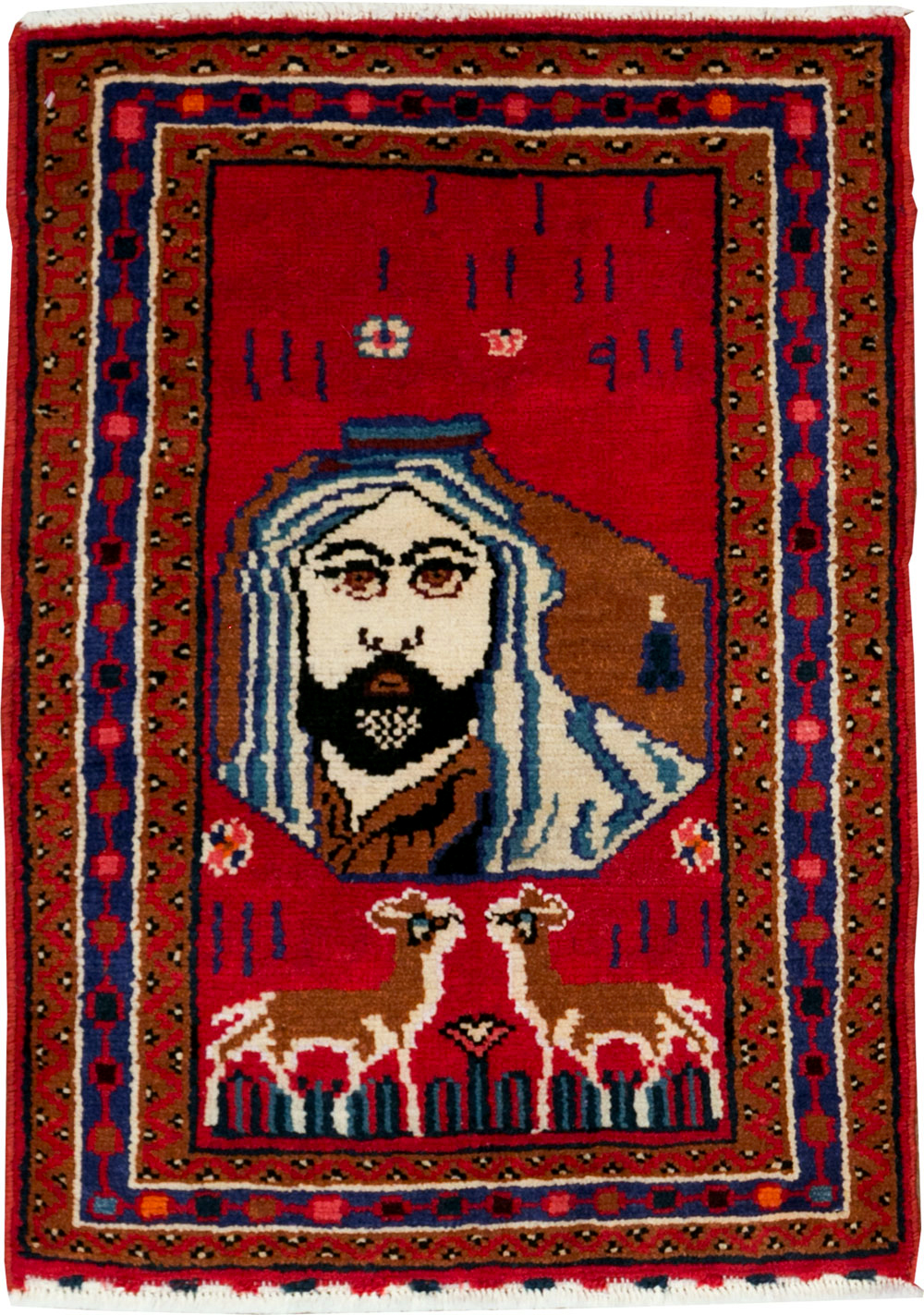 Vintage Persian Hamadan Pictorial Rug, No.26832 - Gss