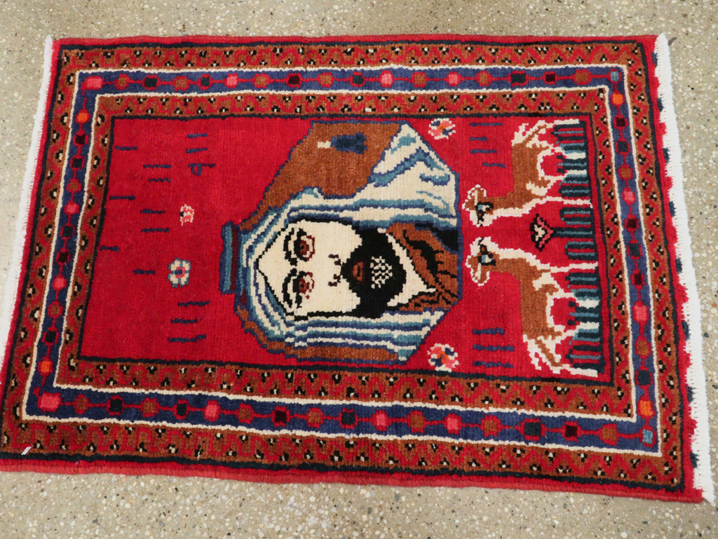Vintage Persian Hamadan Pictorial Rug, No.26832 - Gss
