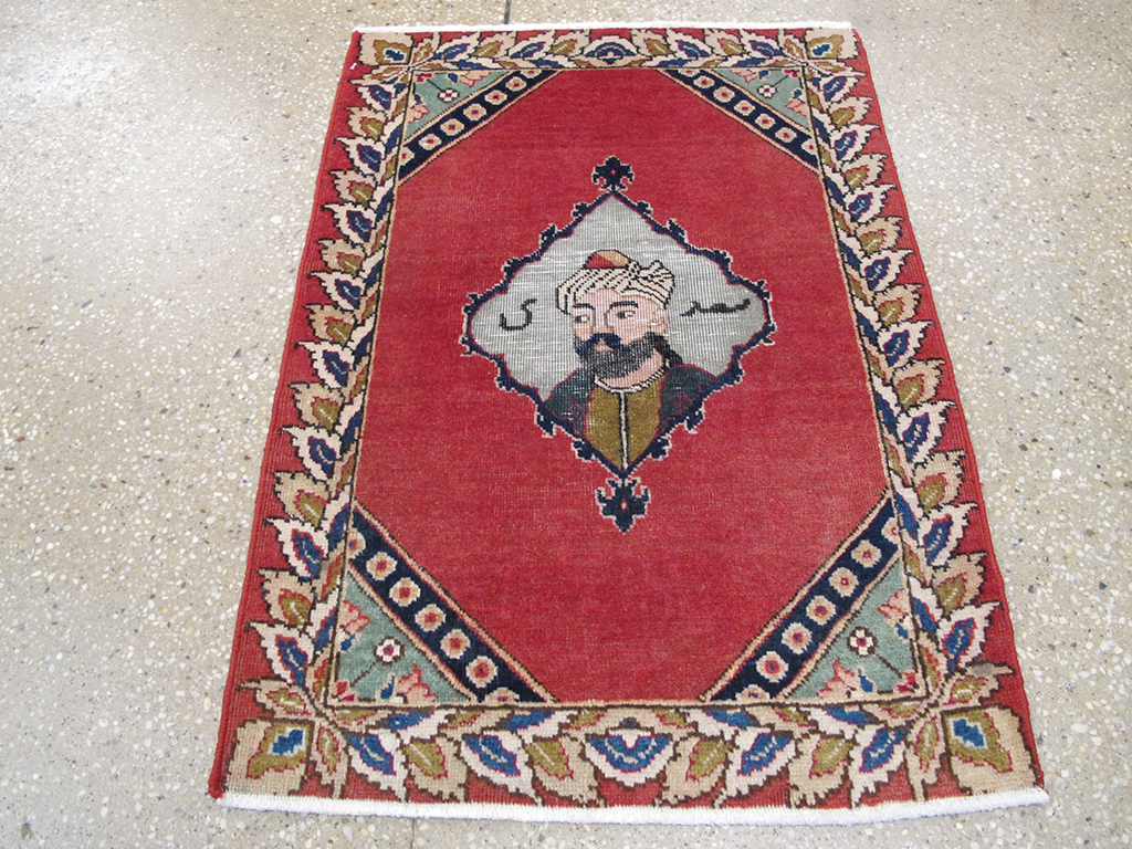 Vintage Persian Tabriz Pictorial Rug, No.26833 - Gss