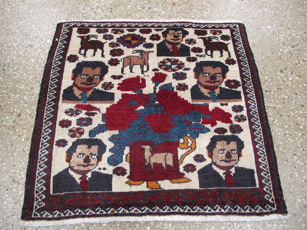 Vintage Persian Afshar Pictorial Rug, No.26838 - Gss