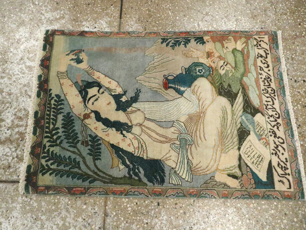 Vintage Persian Tabriz Pictorial Rug (Pair: 1 of 2), No.26839 - Gss