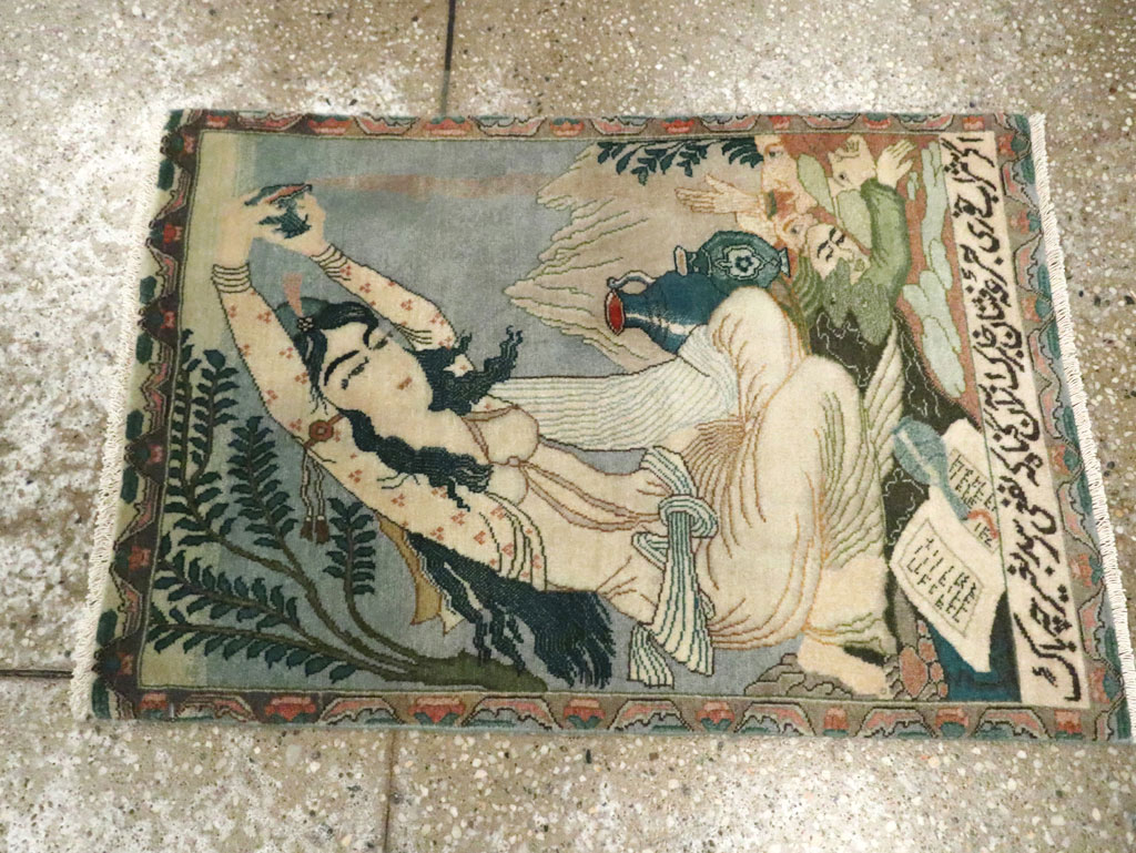 Vintage Persian Tabriz Pictorial Rug (Pair: 1 of 2), No.26839 - Gss