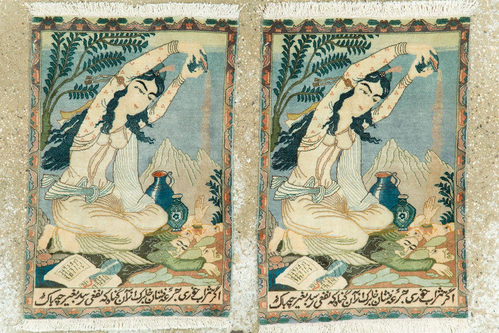 Vintage Persian Tabriz Pictorial Rug (Pair: 1 of 2), No.26839 - Gss