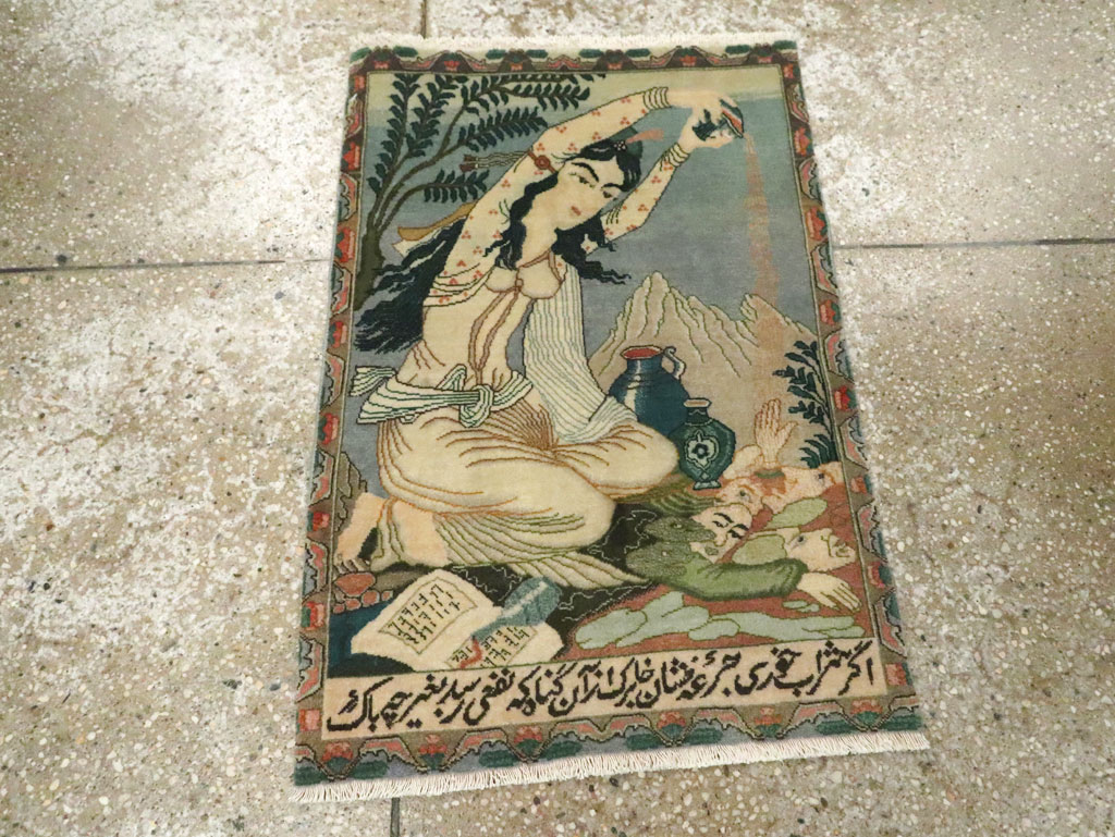 Vintage Persian Tabriz Pictorial Rug (Pair: 2 of 2), No.26840 - Gss