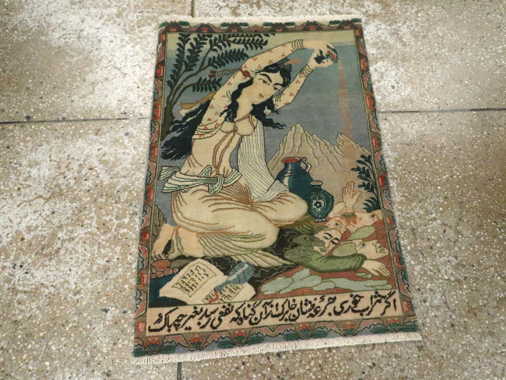 Vintage Persian Tabriz Pictorial Rug (Pair: 2 of 2), No.26840 - Gss