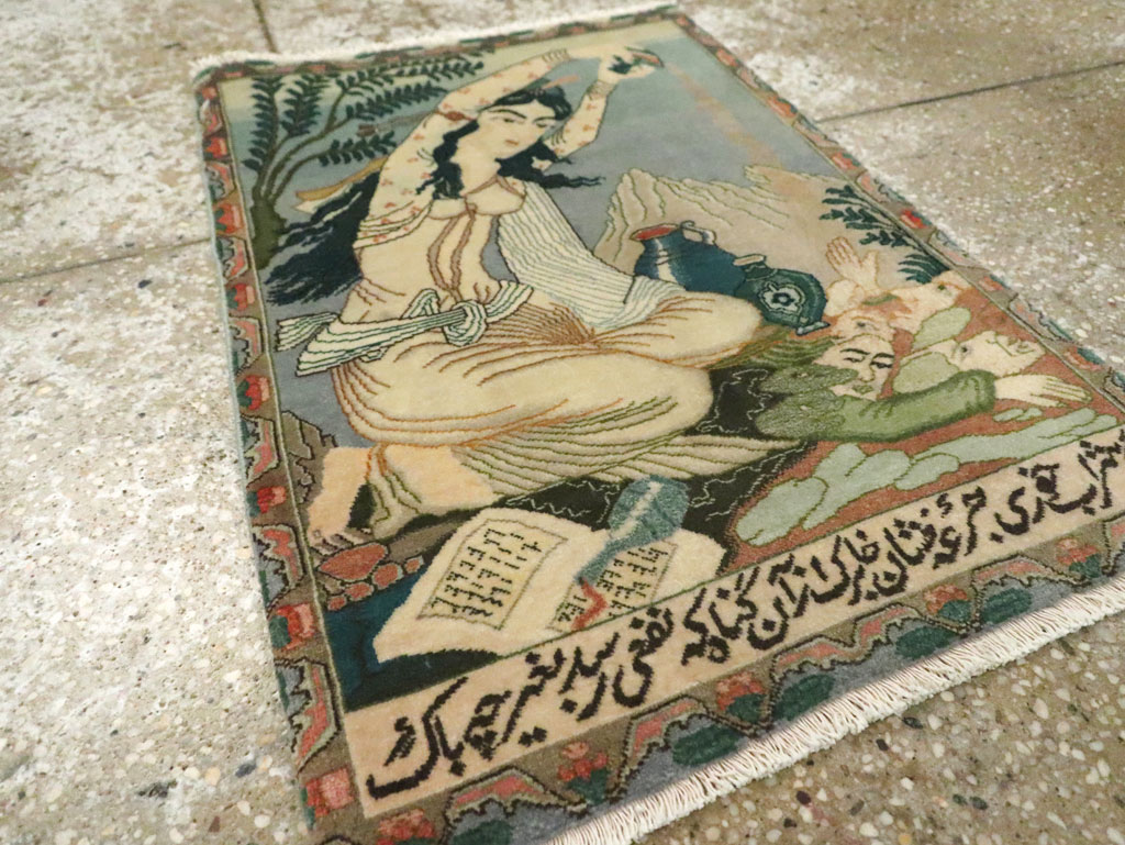 Vintage Persian Tabriz Pictorial Rug (Pair: 2 of 2), No.26840 - Gss