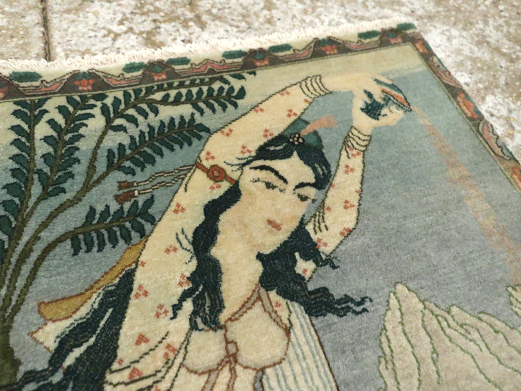 Vintage Persian Tabriz Pictorial Rug (Pair: 2 of 2), No.26840 - Gss