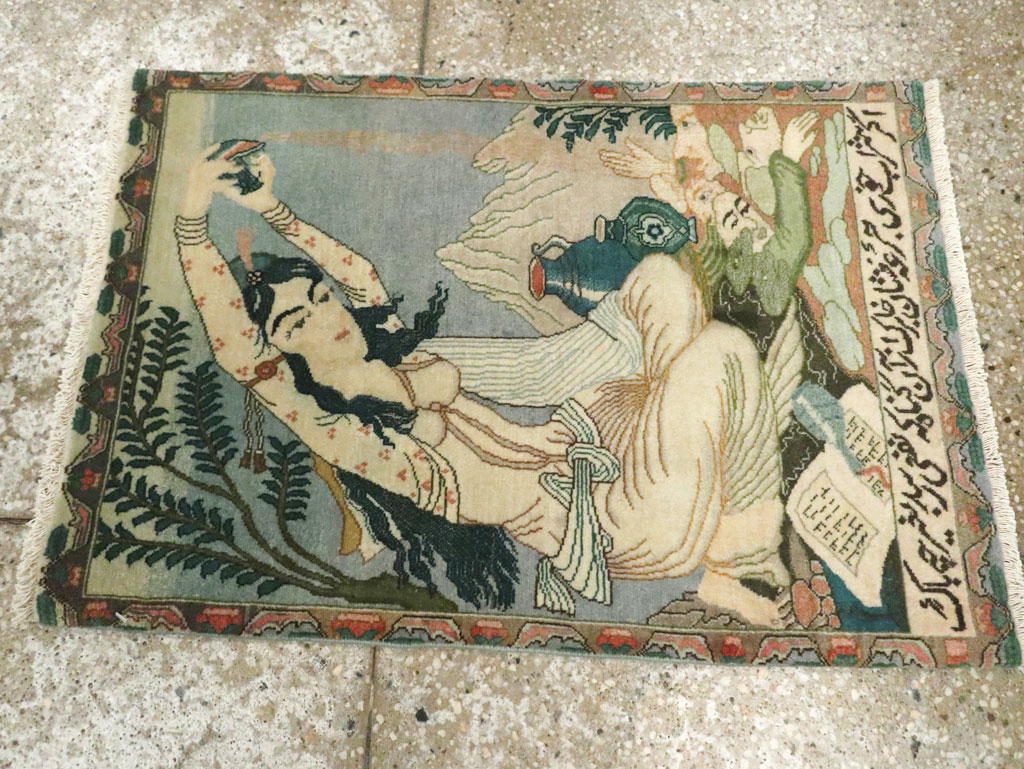 Vintage Persian Tabriz Pictorial Rug (Pair: 2 of 2), No.26840 - Gss