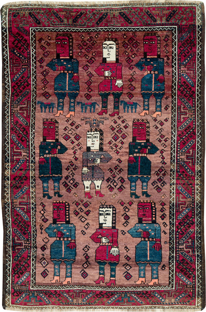 Vintage Persian Pictorial Baluch Rug, No.26841 - Gss