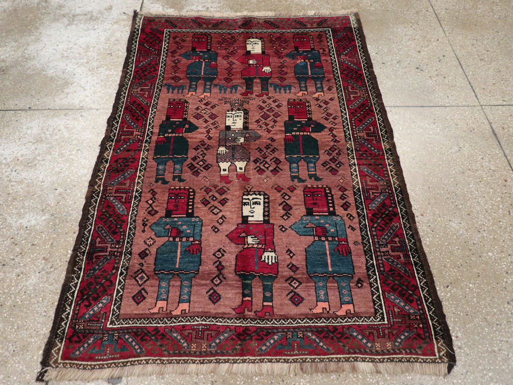 Vintage Persian Pictorial Baluch Rug, No.26841 - Gss