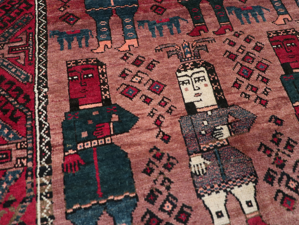 Vintage Persian Pictorial Baluch Rug, No.26841 - Gss