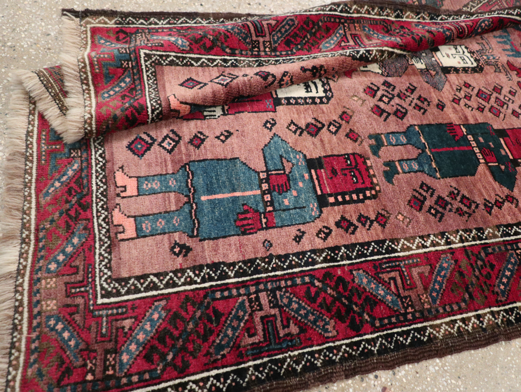 Vintage Persian Pictorial Baluch Rug, No.26841 - Gss