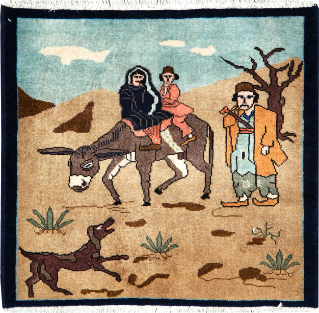 Vintage Persian Tabriz Pictorial Rug, No.26925 - Gss