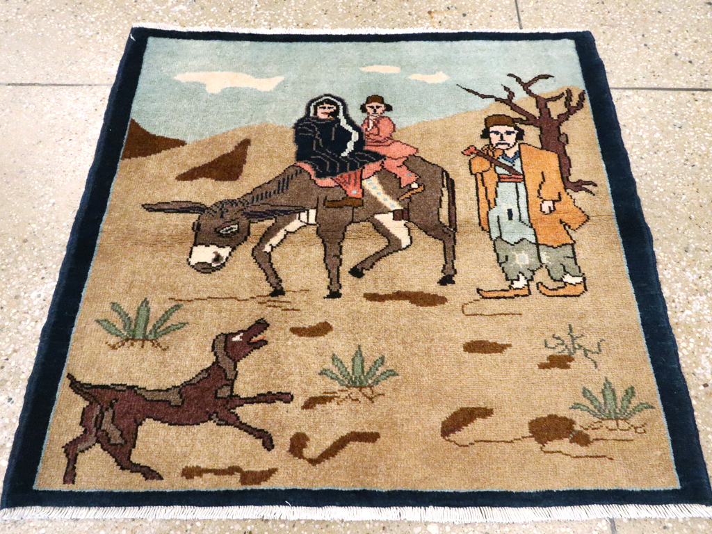 Vintage Persian Tabriz Pictorial Rug, No.26925 - Gss