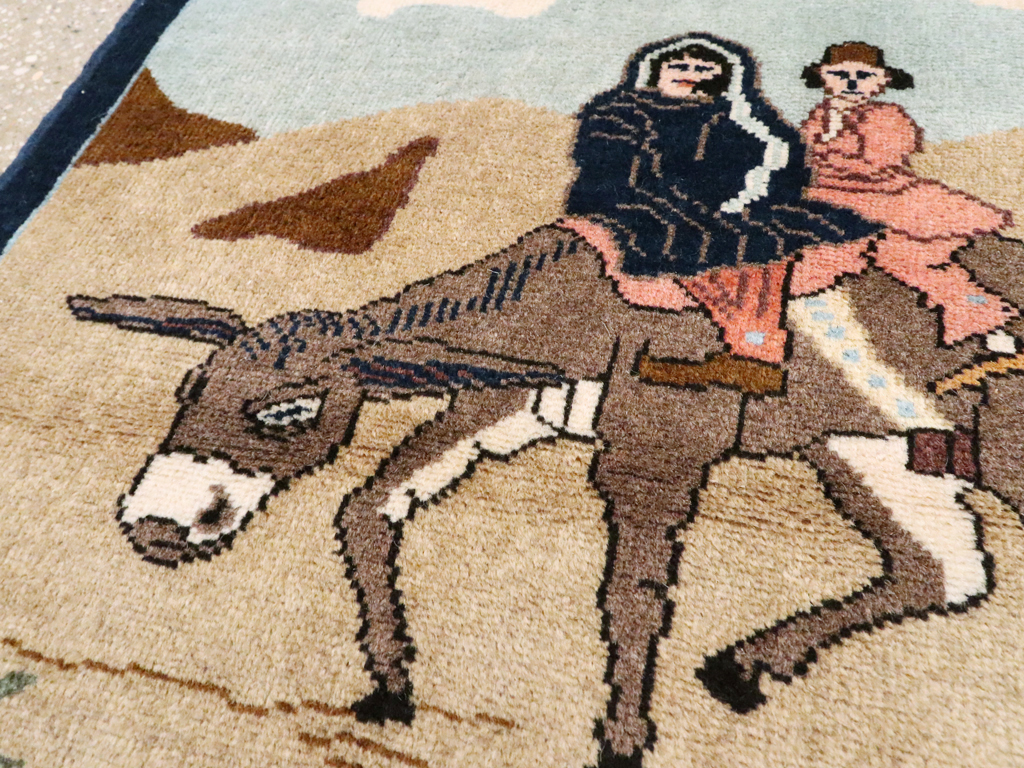 Vintage Persian Tabriz Pictorial Rug, No.26925 - Gss