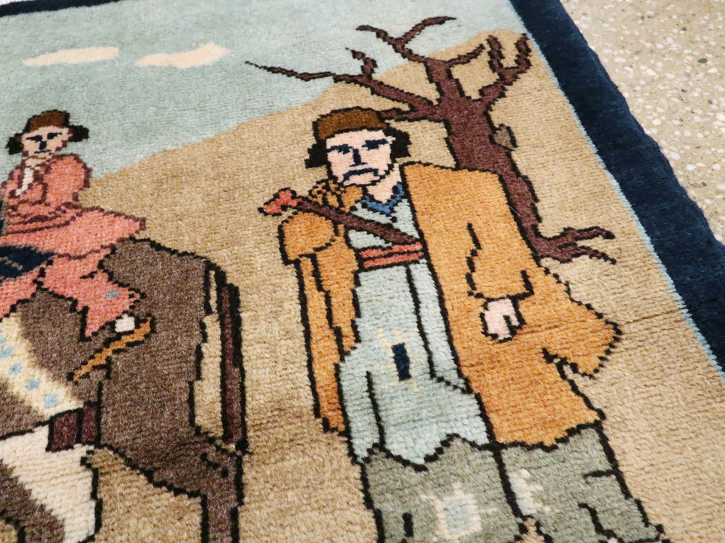 Vintage Persian Tabriz Pictorial Rug, No.26925 - Gss